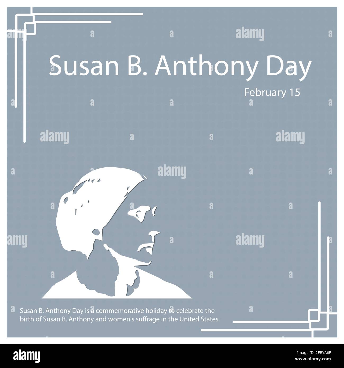 Susan B. Anthony Day è una festa commemorativa per celebrare la nascita di Susan B. Anthony e il suffragio delle donne negli Stati Uniti. Illustrazione Vettoriale