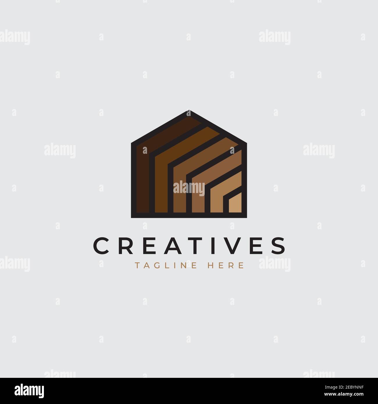 disegno del logo della casa di legno Illustrazione Vettoriale