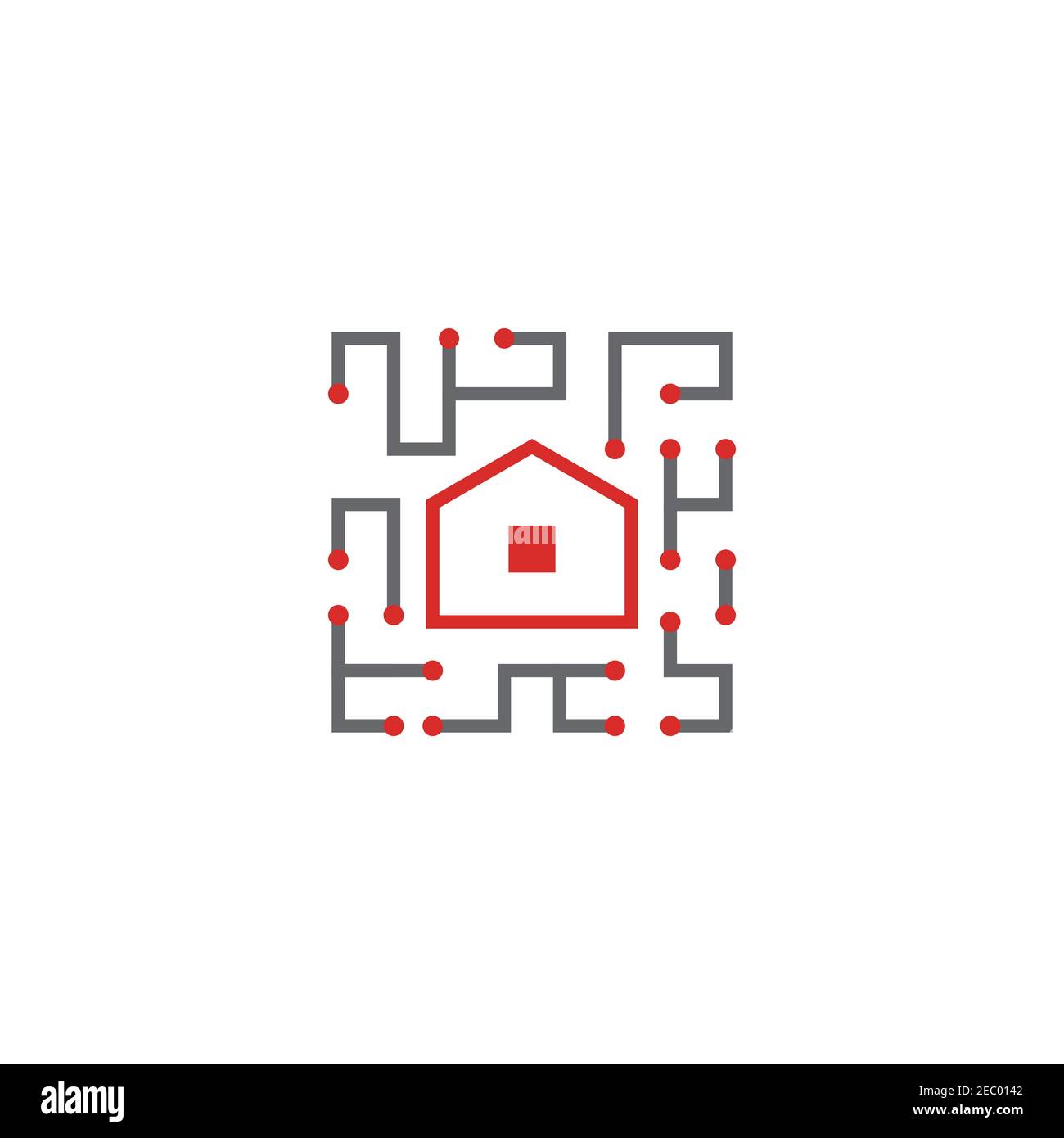 Modello vettoriale di ispirazione per il design del logo della tecnologia domestica Illustrazione Vettoriale