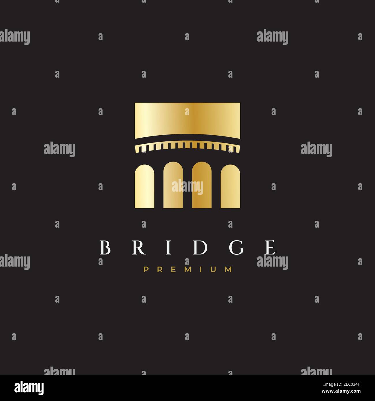 Semplice ispirazione per il design con logo bridge. Illustrazione del simbolo del ponte creativo Illustrazione Vettoriale