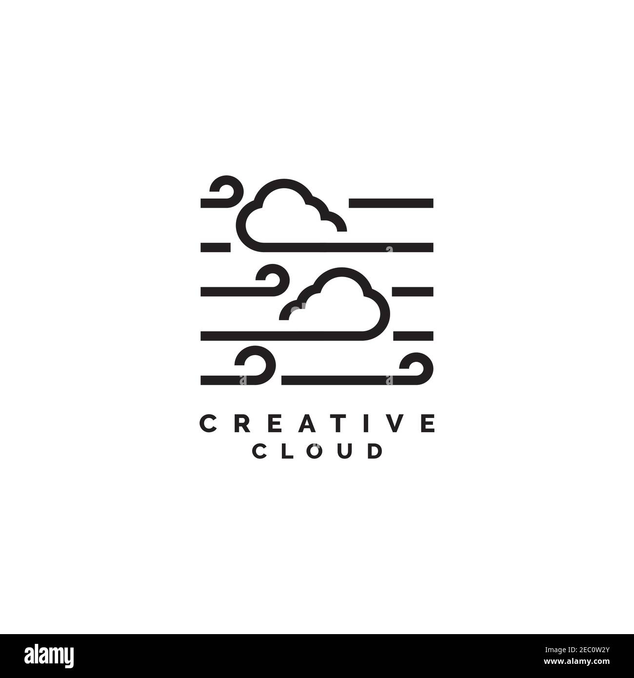 Cloud creativo con modello vettoriale per la progettazione di logo con stile di linea Illustrazione Vettoriale