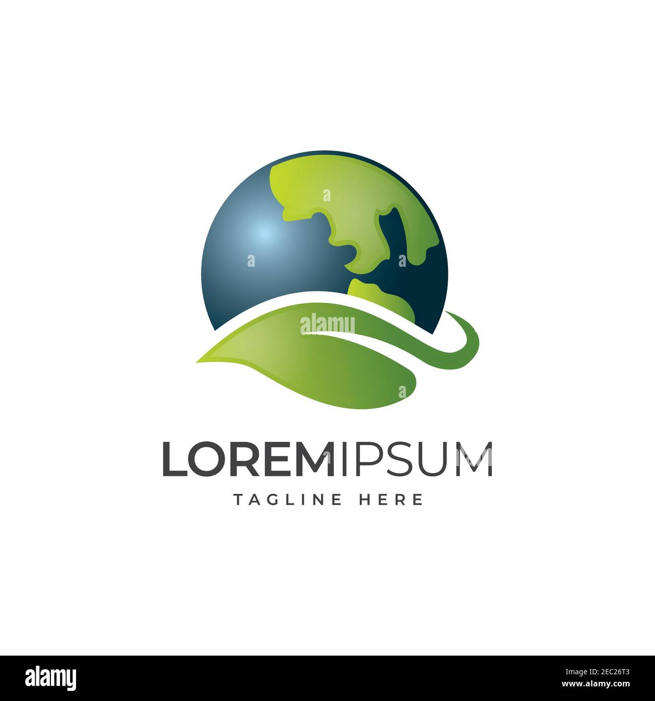 Modello vettoriale con simbolo di disegno del logo della terra verde Illustrazione Vettoriale