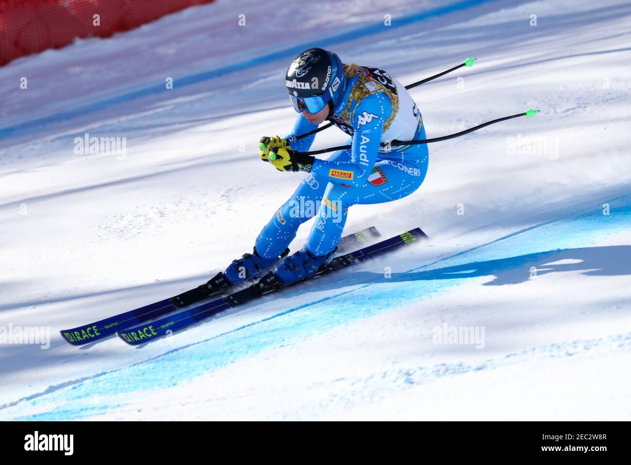 Olympia delle Tofane, Cortina (BL), Italia. 13 Feb 2021. Marsaglia Francesca (ita) in azione durante i Campionati mondiali DI SCI alpino 2021 FIS - Downhill - Donne, gara di sci alpino - Foto Franco Debernardi/LM Credit: LiveMedia/Alamy Live News Foto Stock