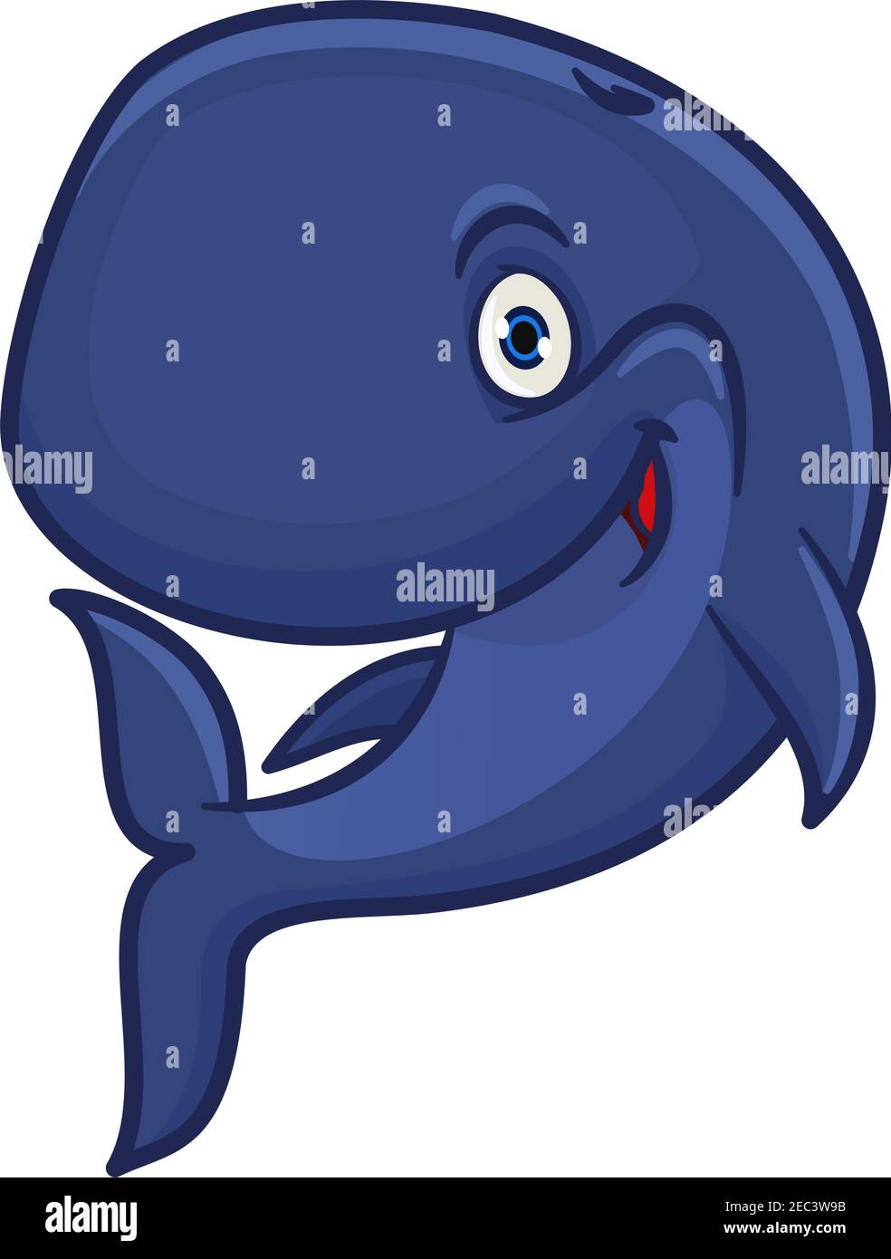 Gioioso sorriso blu sperma balena personaggio cartoon per l'avventura in mare eroe o fauna selvatica subacquea mascotte design con divertente cachalot preparazione per d. profonda Illustrazione Vettoriale