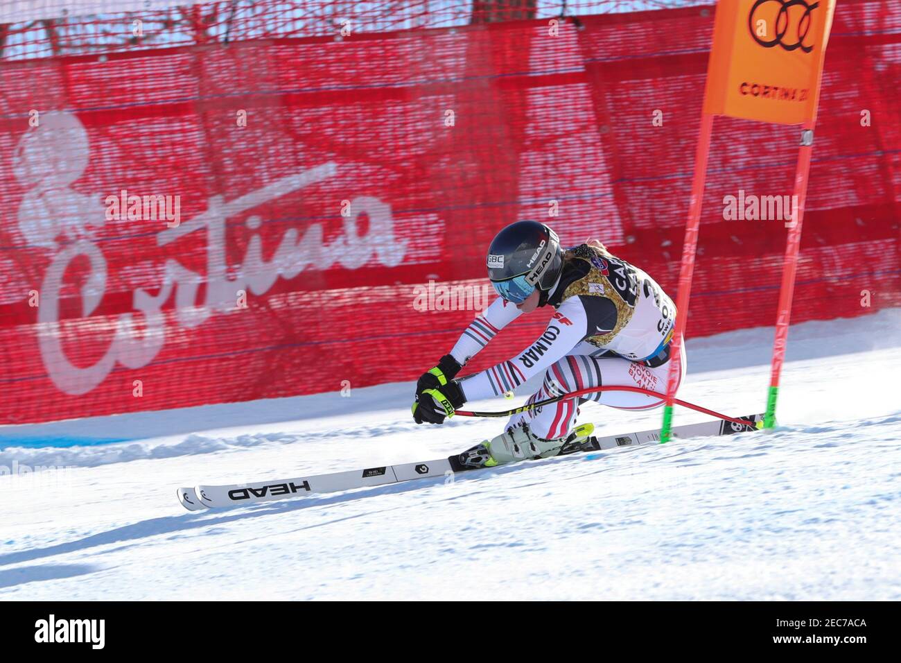 GAUCHE Laura (fra) durante i Campionati mondiali DI SCI alpino 2021 FIS - Downhill - Donne, gara di sci alpino a Cortina (BL), Italia. , . Febbraio 13 2021 (Foto di IPA/Sipa USA) Credit: Sipa USA/Alamy Live News Foto Stock