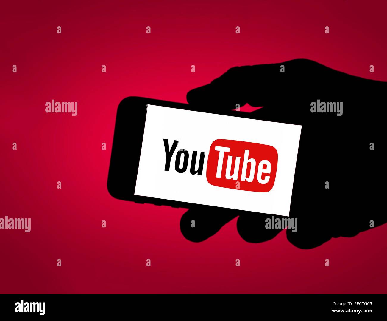 Logo YouTube sul dispositivo mobile Foto Stock
