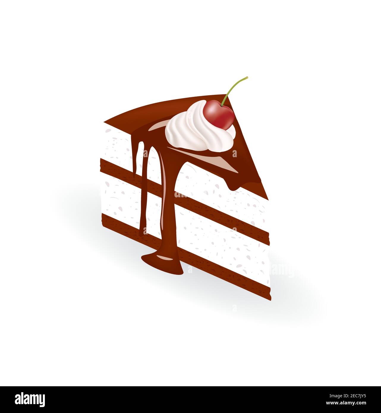 Pezzo di torta al cioccolato con ciliegia. Illustrazione vettoriale Illustrazione Vettoriale