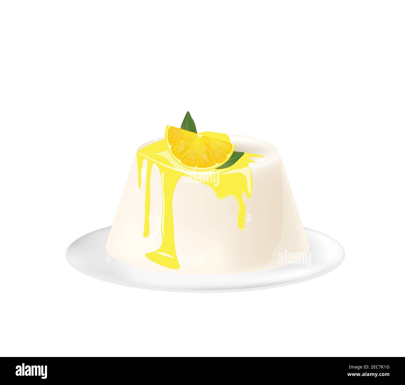 Panna cotta con vettore limone Illustrazione Vettoriale