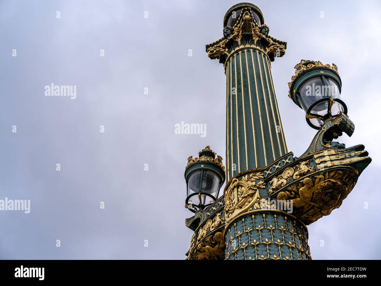 Lampada artistica post di Place de la Concorde, Paris, Francia Foto Stock