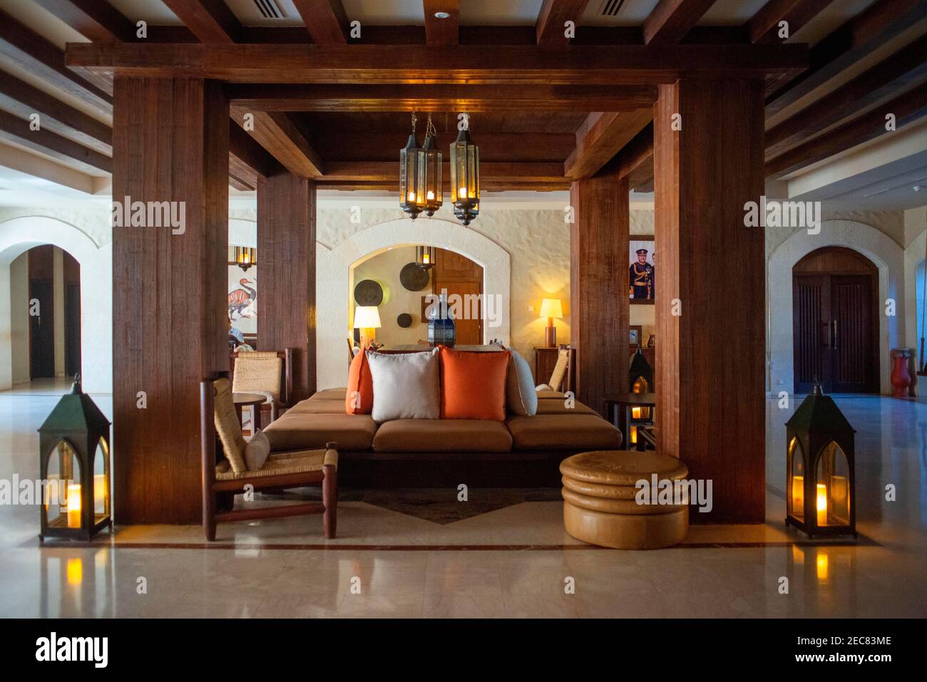 Hotel di lusso a Main Jordan, resort con sorgenti termali calde di maa'in. Le sorgenti termali di maa'in o Hammamat Ma'in (biblica Belemounta), 74 km (64 miglia) a sud di Amman Foto Stock
