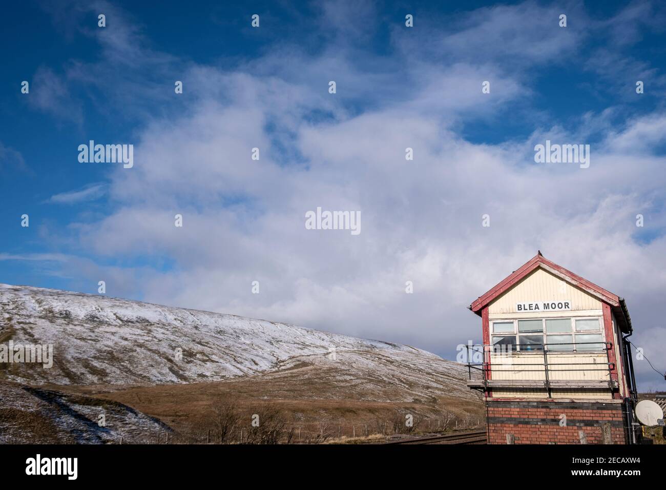 Blea Moor casella segnale vicino a Ribblehead nel Yorkshire Dales National Park. Inghilterra, Regno Unito Foto Stock