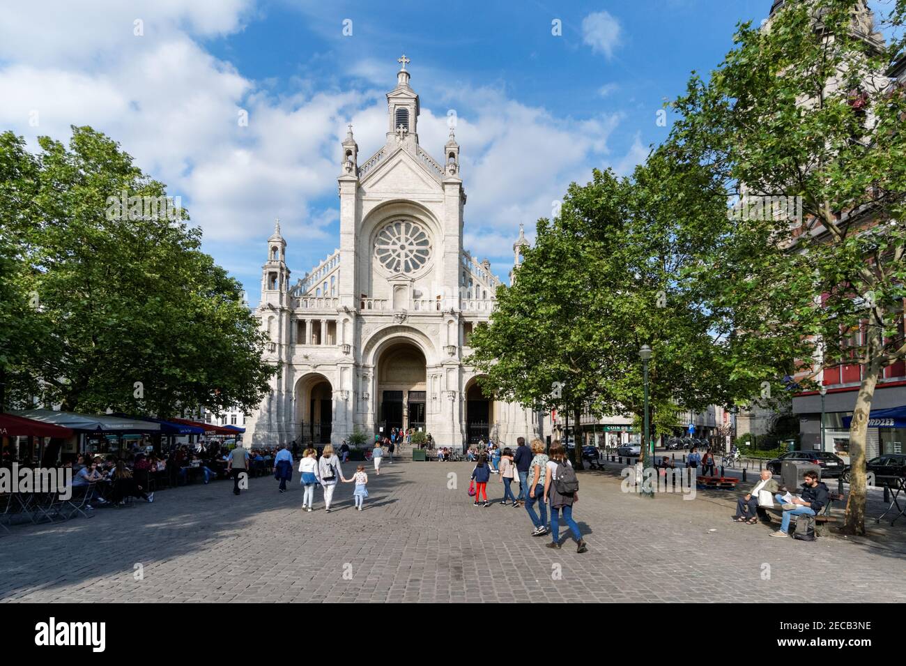 Place Sainte Catherine con la Chiesa di Santa Caterina a Bruxelles, Belgio Foto Stock