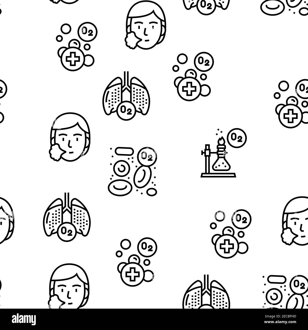 Schema continuo vettore chimico ossigeno O2 Illustrazione Vettoriale