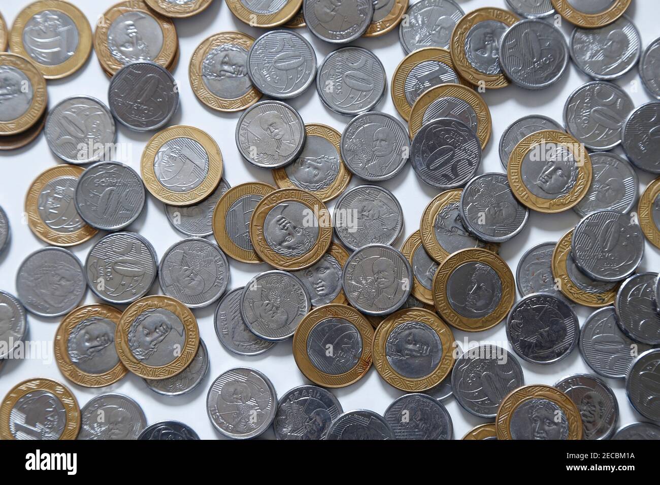 gruppo di monete in denaro reale dal brasile - economia e. finanza Foto Stock