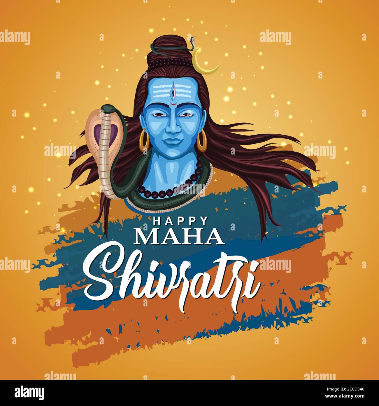 Happy maha Shivratri con mahadev, un festival indù celebrato di lord shiva notte, calligrafia inglese. Illustrazione vettoriale Illustrazione Vettoriale