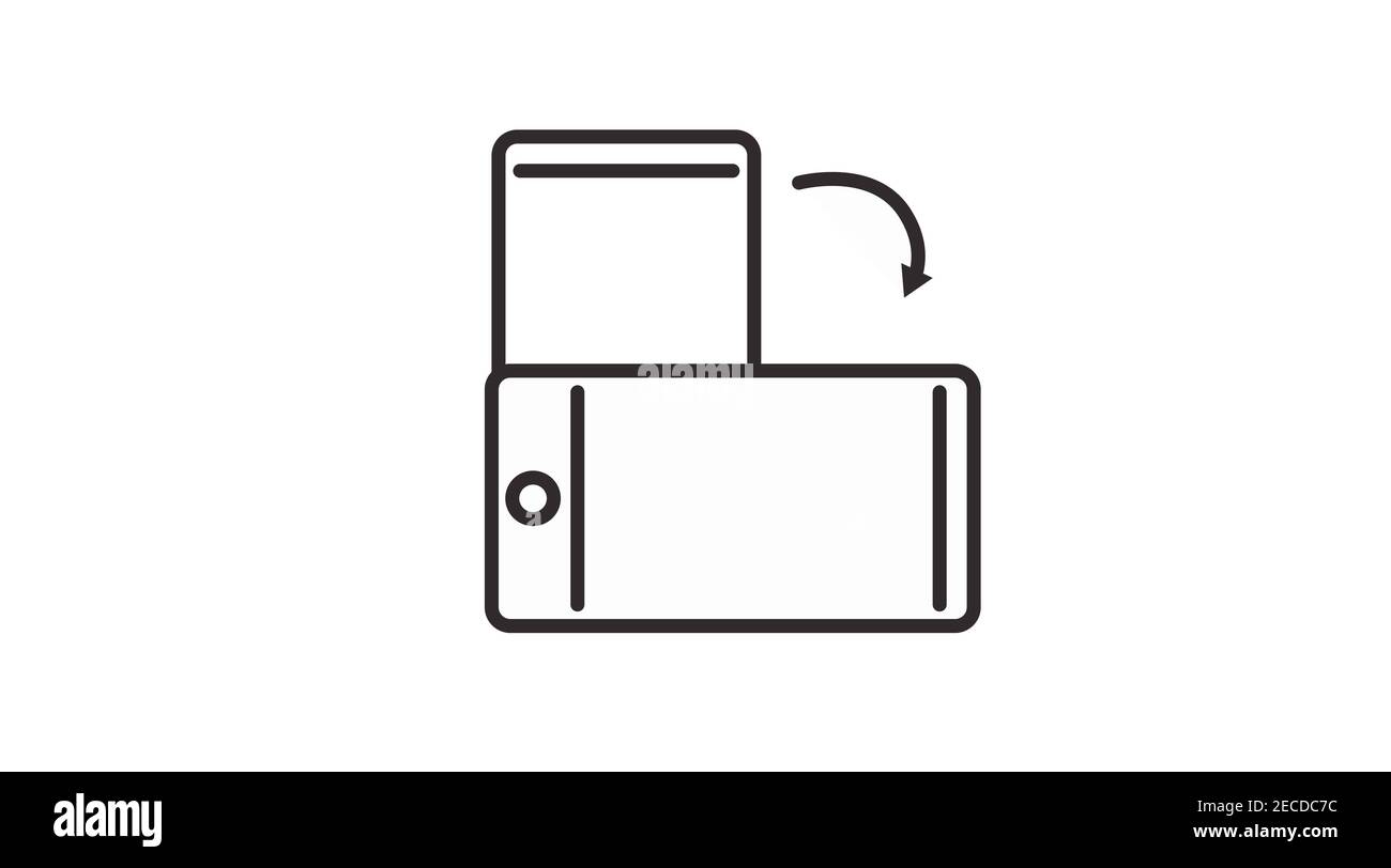 Icona del dispositivo in bianco e nero. Vector Isolated Illustrazione di uno smartphone o di un dispositivo che capovolgono Illustrazione Vettoriale