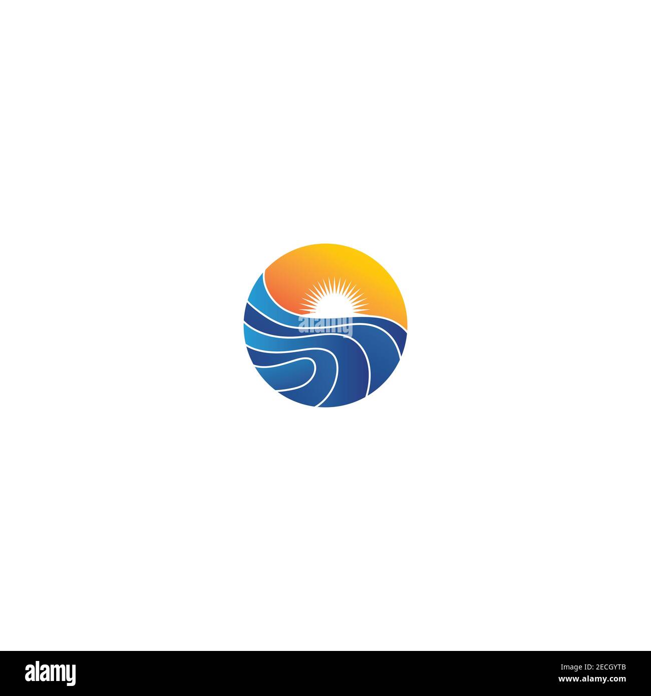 Waves Beach logo e i simboli delle icone del modello di app Foto Stock