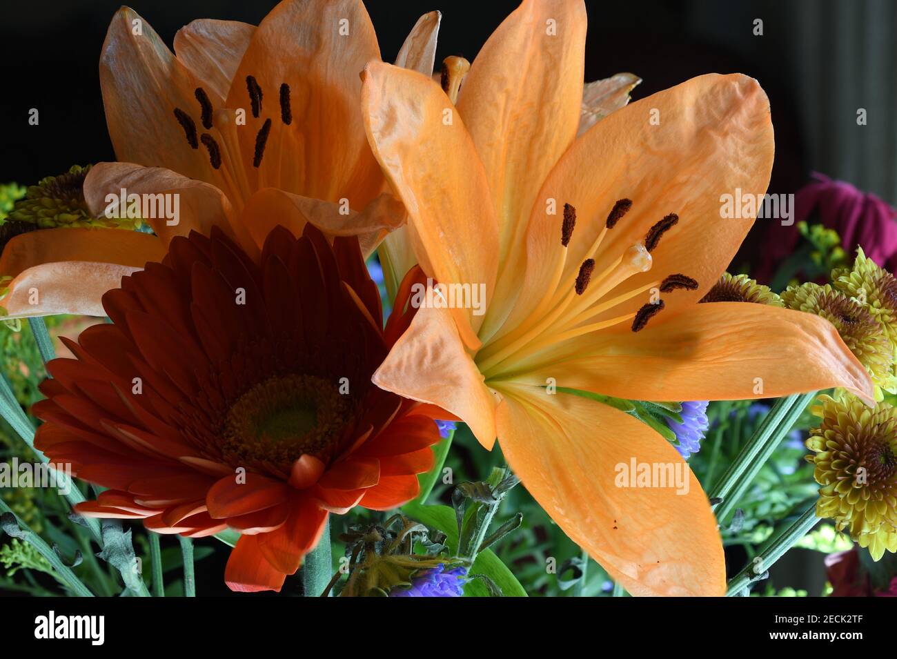 Orange Lily Bouquet fotografato in studio con una Nikon D850 Foto Stock