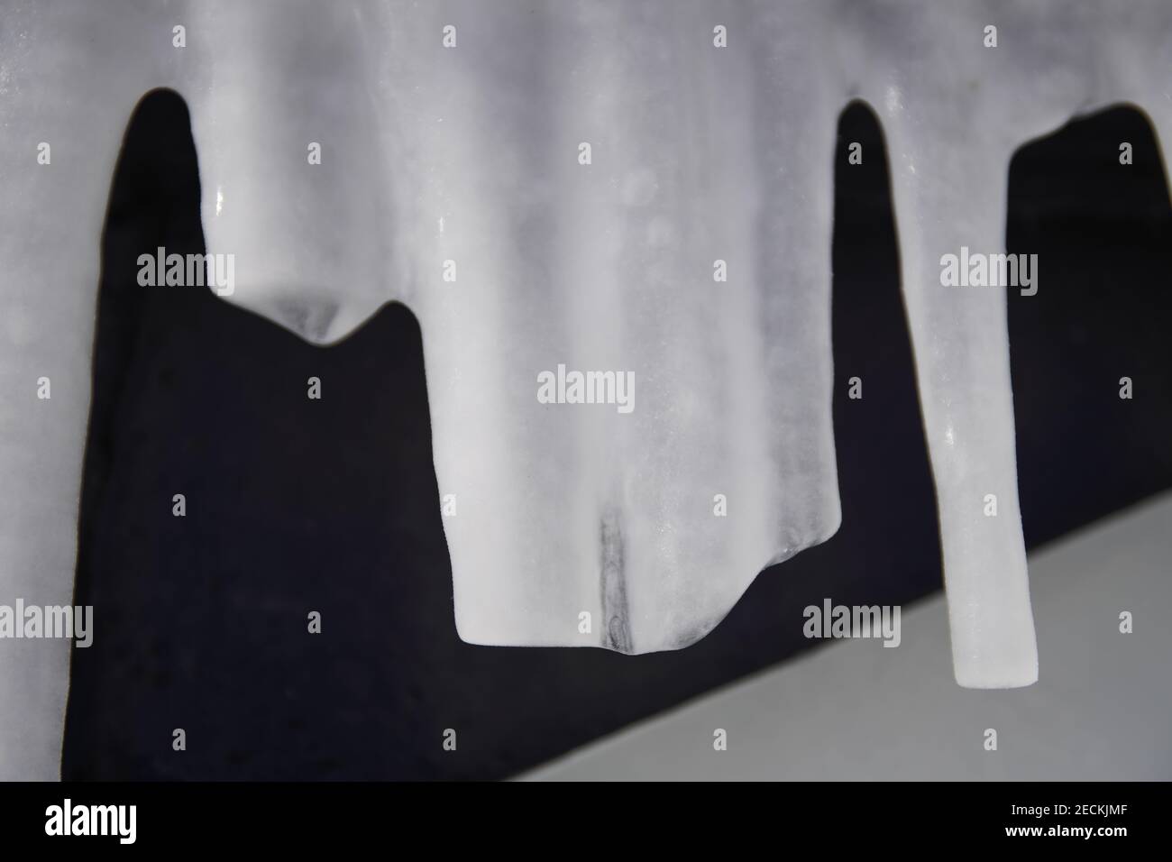 Grand Haven, Michigan, febbraio 2021, l'immagine astratta del ghiaccio, come il sipario Foto Stock