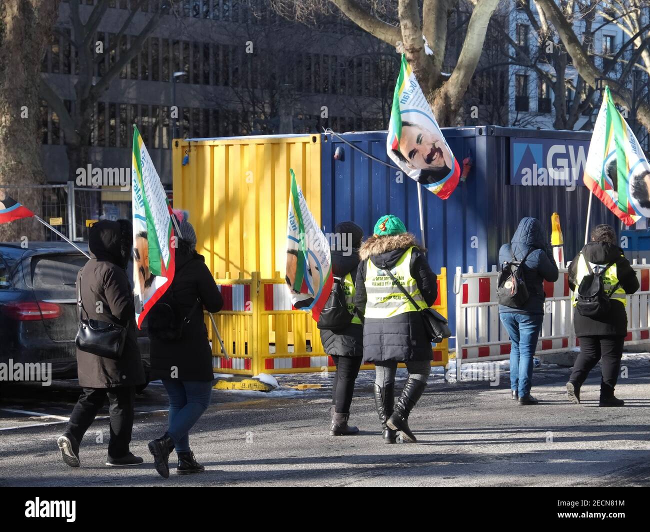 Persone che manifestano per la libertà di Abdullah Öcalan Foto Stock