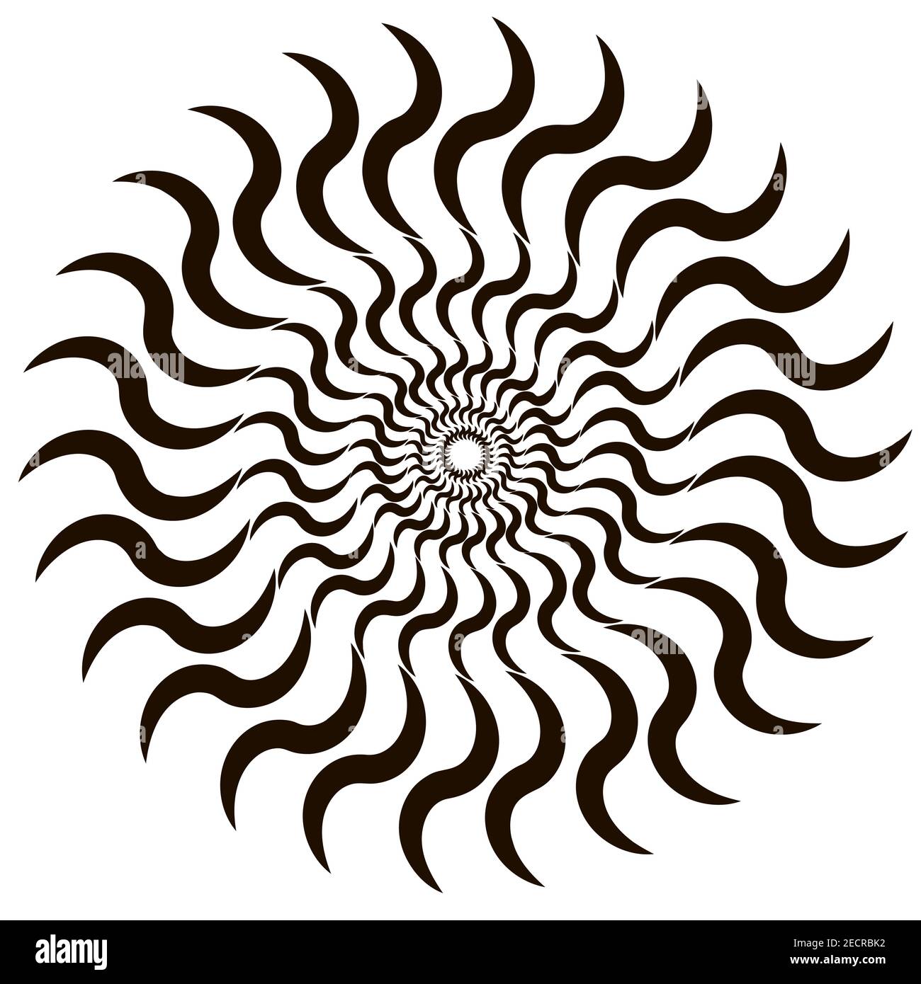 Vettore geometrico circolare. Spirale, vortice, forma a zig-zag vortice. Illustrazione Vettoriale
