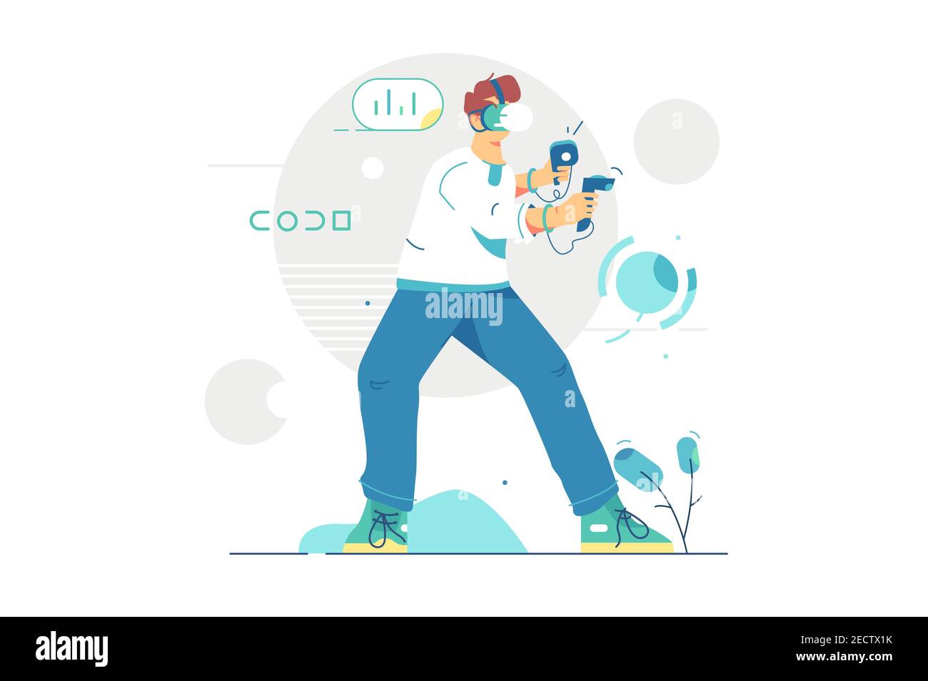 Uomo che indossa occhiali per realtà virtuale Illustrazione Vettoriale