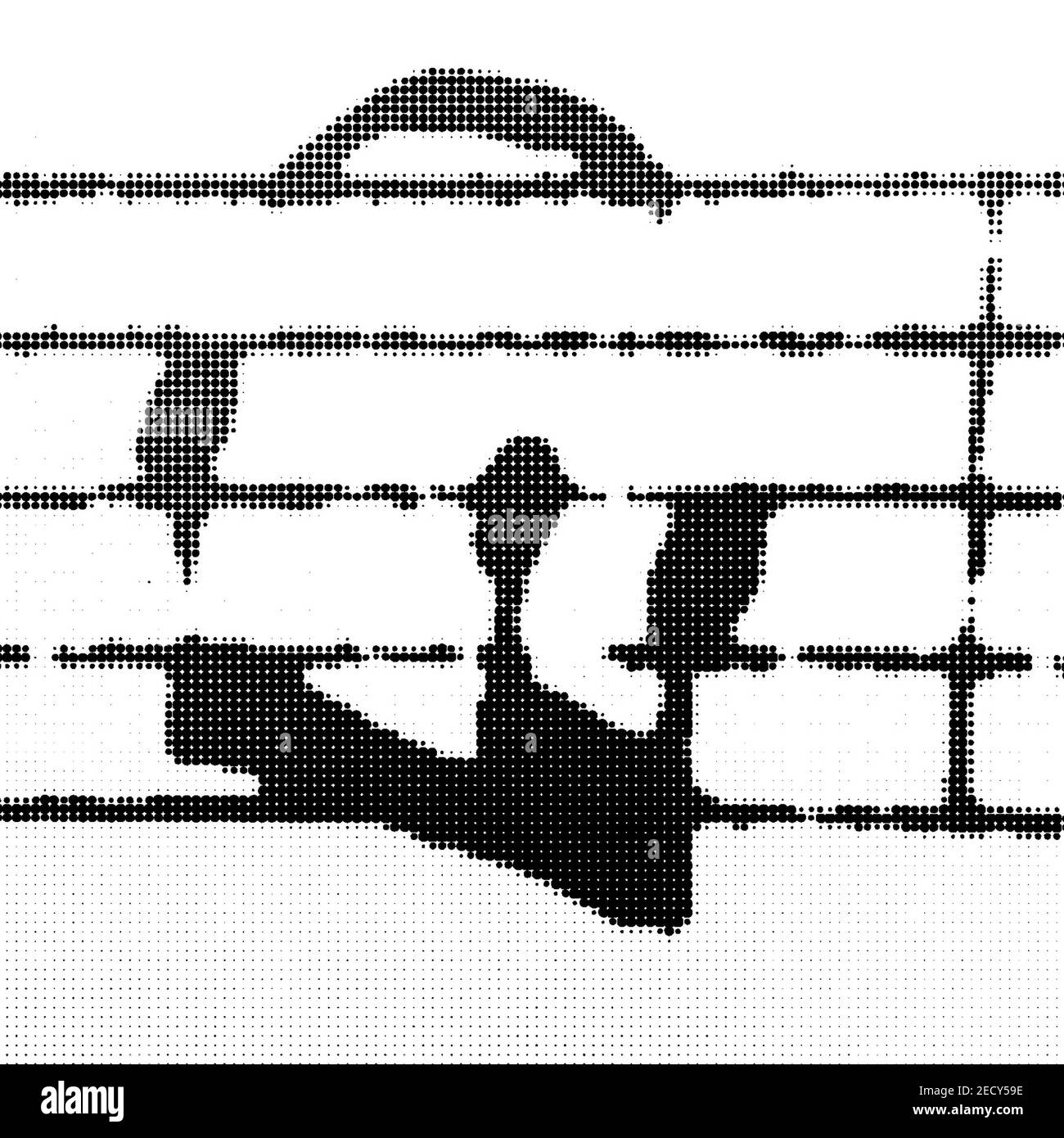 Le note musicali con punti mezzitoni stampano la texture. Foto Stock