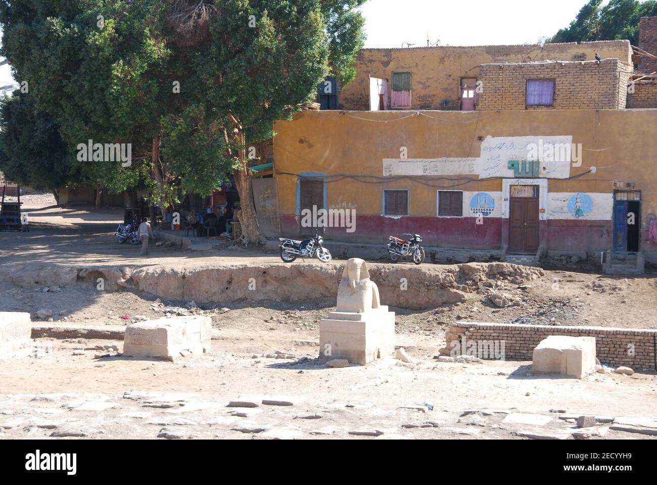 Vicolo Sphinx nel centro di Luxor in Egitto Foto Stock