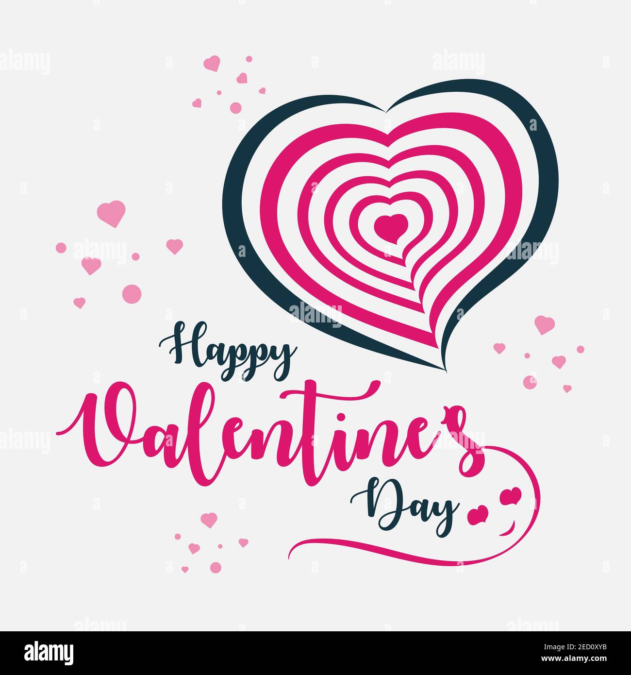 Buon San Valentino, 14 febbraio poster di saluto, amore e cuore illustrazione vettore Illustrazione Vettoriale