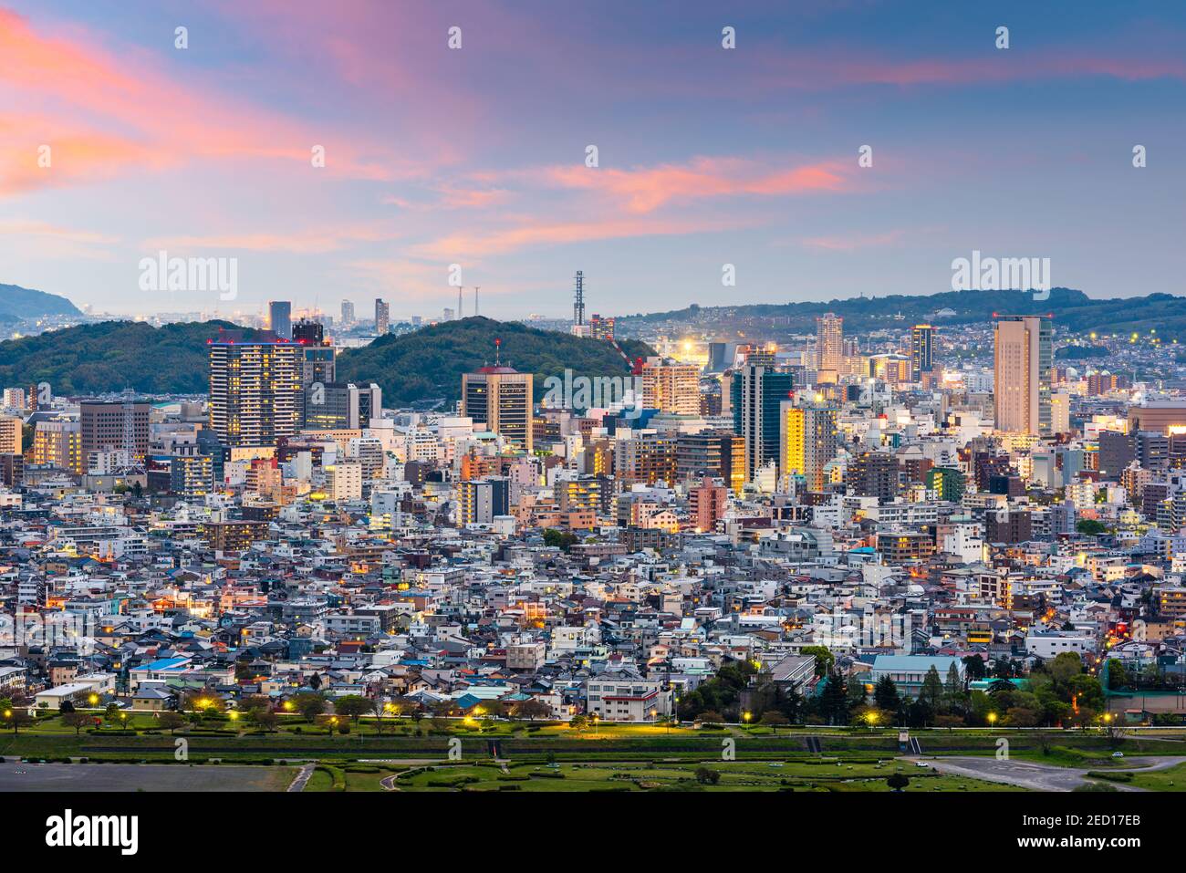 Città di Shizuoka, Giappone skyline del centro al crepuscolo. Foto Stock