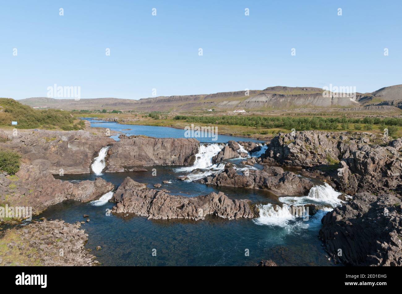 Cascata Glanni nel fiume Nordura a Borgarfjordur in Islanda Foto Stock