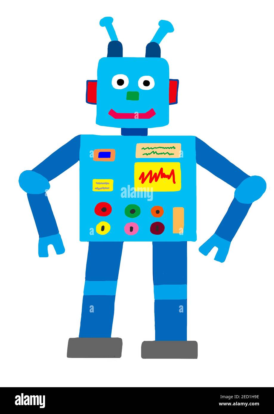 Illustrazione ingenua, disegno per bambini, robot colorato, Austria Foto  stock - Alamy