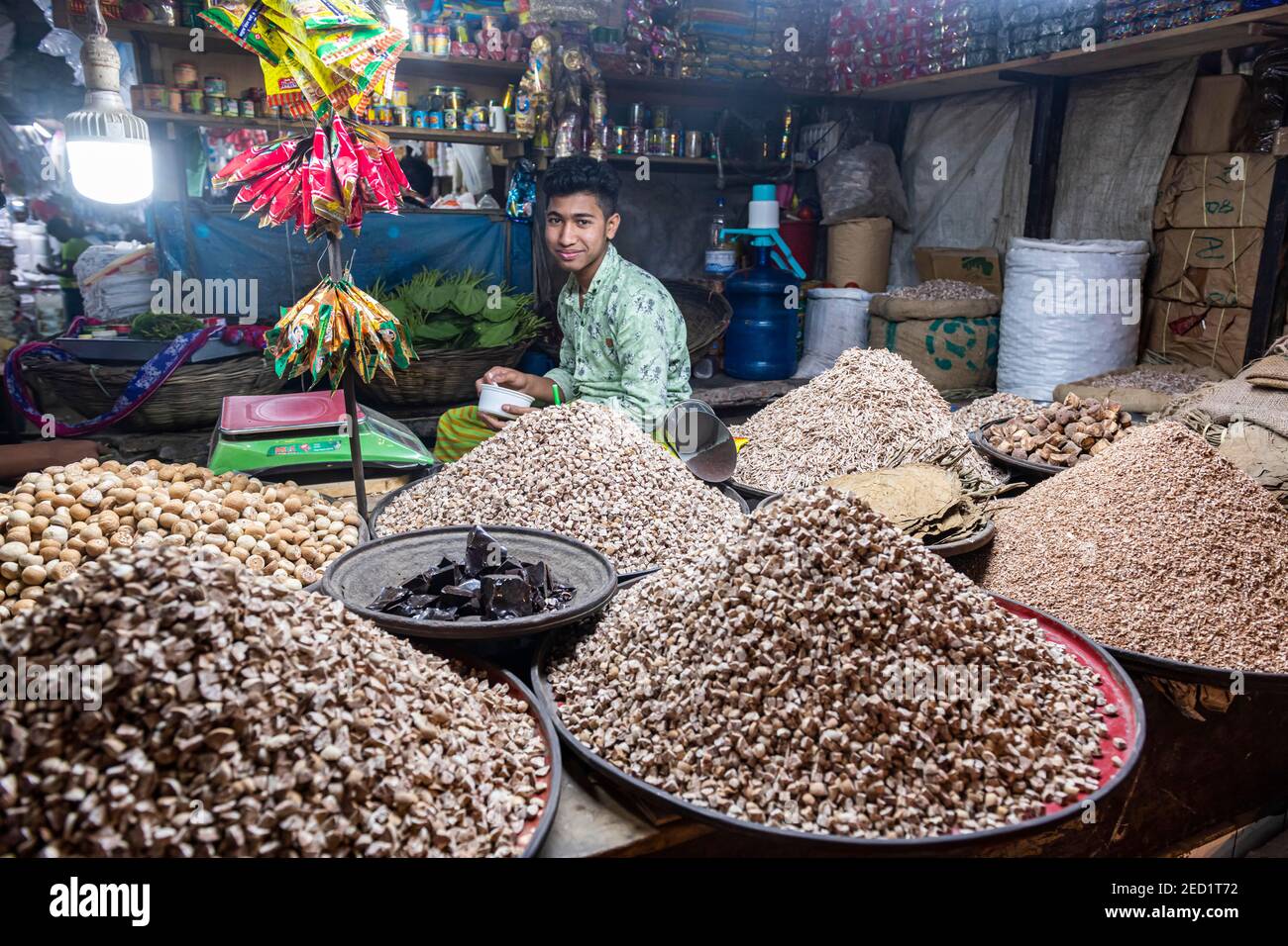 Mercato delle spezie, Kawran Bazar, Dhaka, Bangladesh Foto Stock