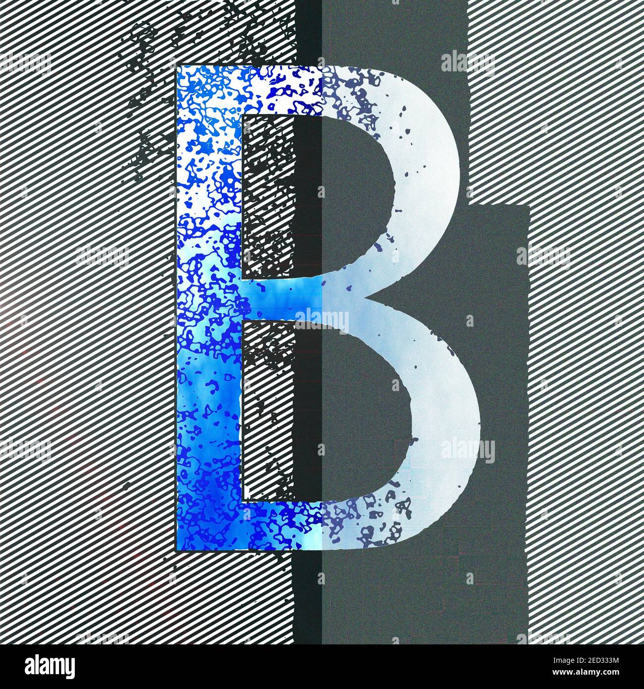 Grafica quadrata con il carattere maiuscolo B come lettera maiuscola Foto Stock