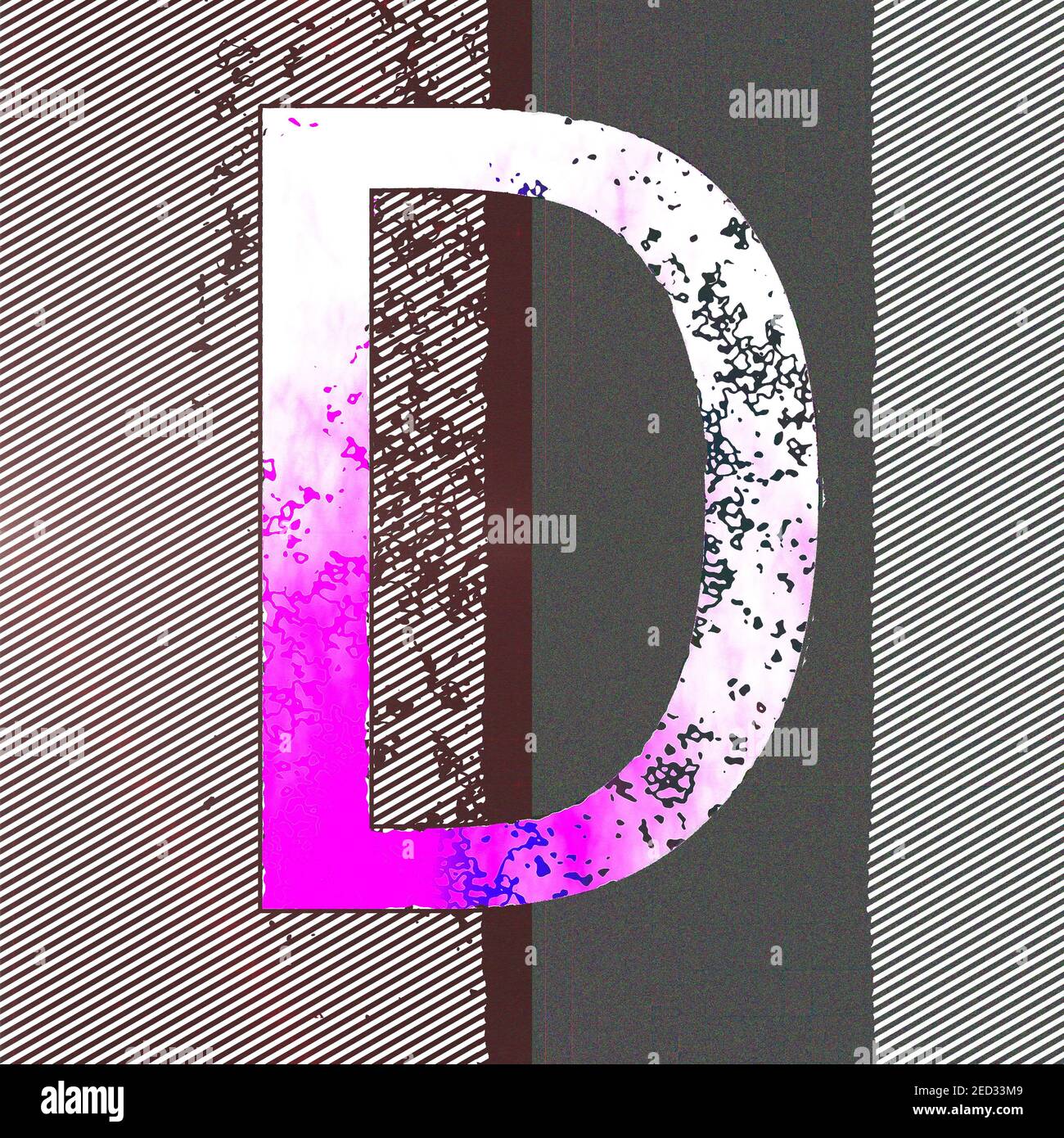 Grafica quadrata con il carattere maiuscolo D Foto Stock