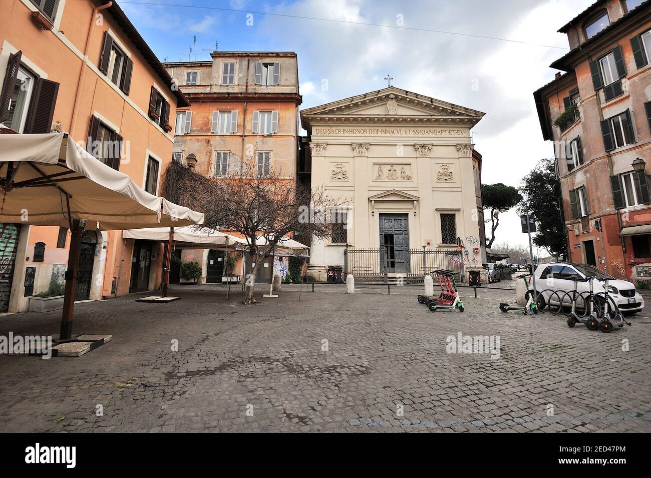 Piazza di San Giovanni della Malva, Trastevere, Roma, Italia Foto Stock