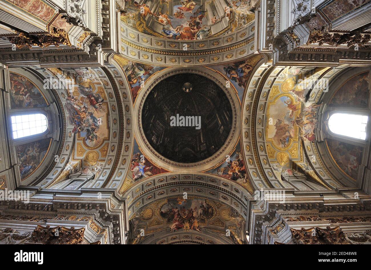 Italia, Roma, chiesa di Sant'Ignazio, cupola finta, dipinti a soffitto (Andrea Pozzo, XVII secolo) Foto Stock