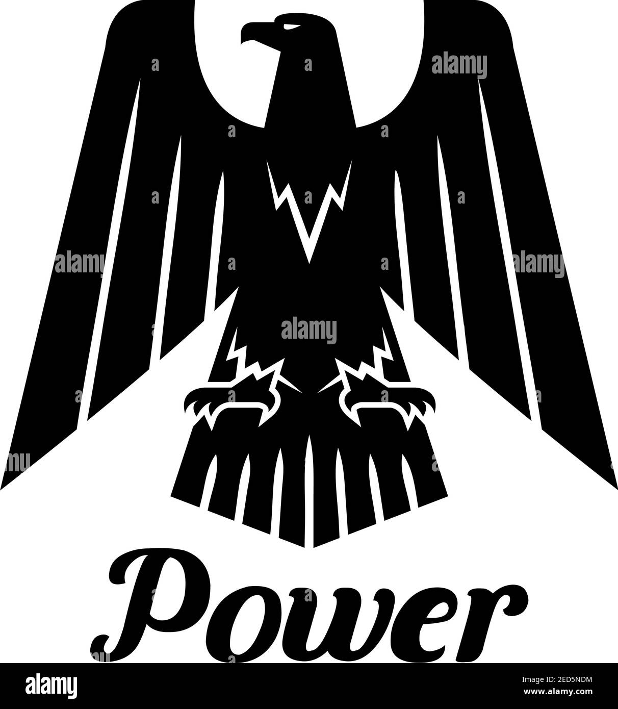 Icona Eagle isolato. Vettore araldico gotico simbolo di uccello falco con ali aperte e artigli sparsi. Falco segno per mascotte di squadra di sport, emblema di scudo, esercito, Illustrazione Vettoriale