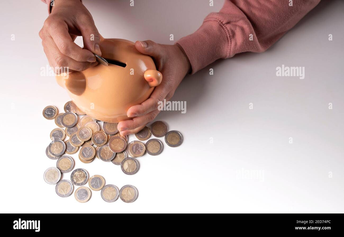 rompere la banca piggy a casa Foto Stock