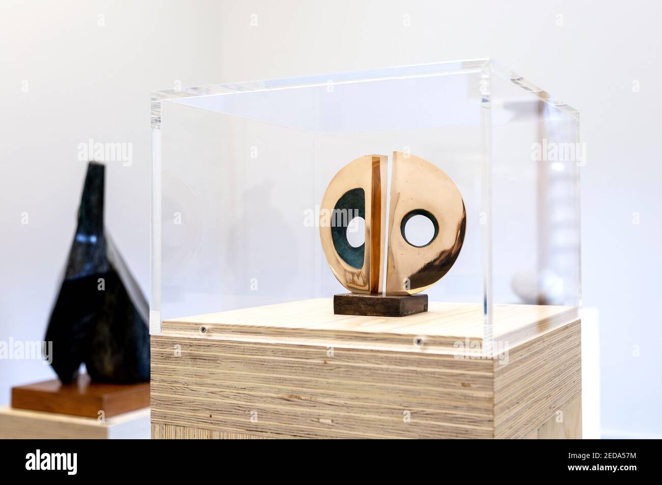 Barbara Hepworth Sculptures all'Heong Gallery, Downing College, Cambridge, Regno Unito Foto Stock