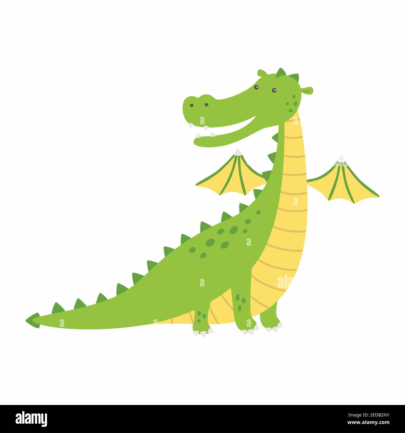Drago verde, illustrazione vettoriale in stile cartoon Illustrazione Vettoriale