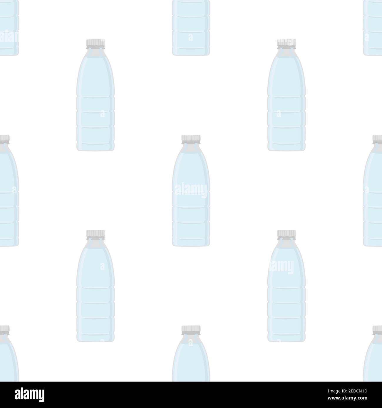 Illustrazione sul set di temi bottiglie di plastica di tipo identico per acqua potabile. Modello d'acqua composto da accessori per la cucina di raccolta, bottiglia di plastica Illustrazione Vettoriale