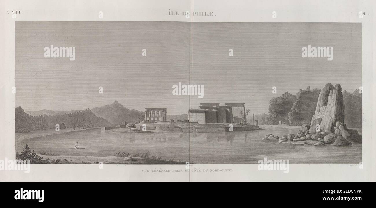 Île de Philæ. Vue générale pry du Côte du nord-ouest Foto Stock