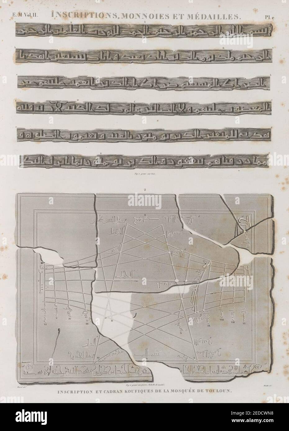 Iscrizioni, monnoies et médailles. Inscription et koufiques de la Mosquée de Touloun Foto Stock