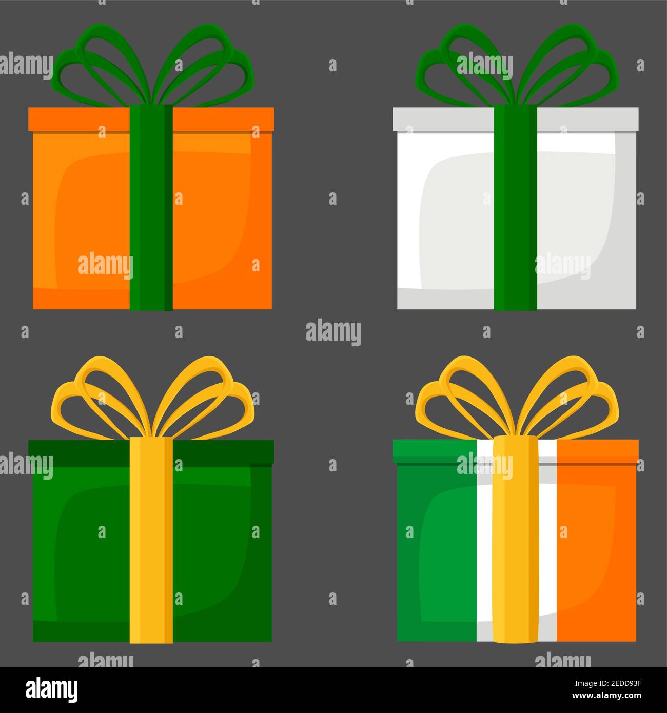 Festa irlandese di San Patrizio giorno, grande set di confezioni regalo con nastro. Pattern San Patrizio giorno composto da molte diverse confezioni regalo in nastro. Confezioni regalo per Illustrazione Vettoriale