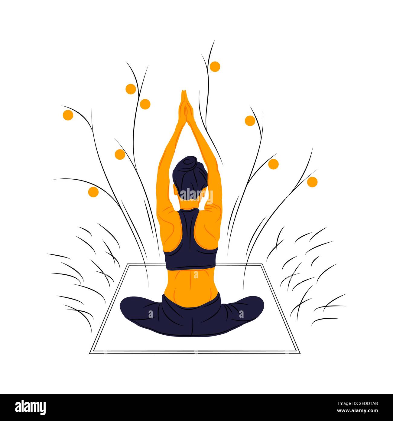 Yoga vettoriale in ombra di linee acute stile Illustrazione Vettoriale