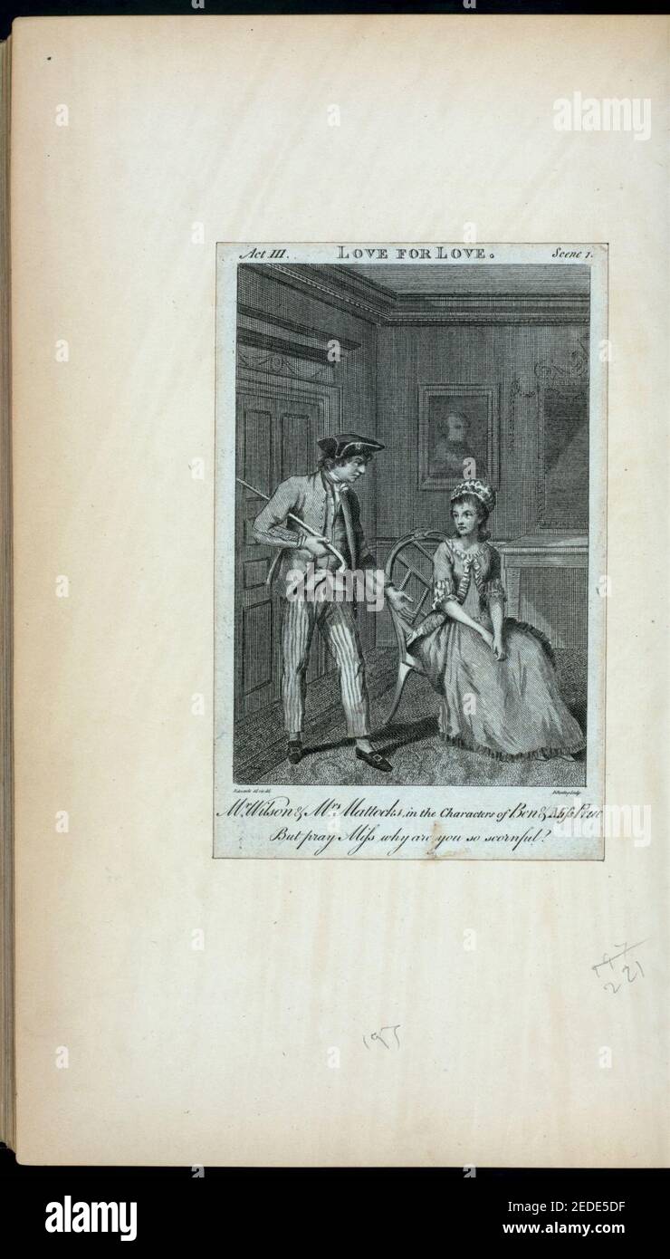 Amore per amore - il signor Wilson e la signora Mattocks (Isabella Hallam) nei personaggi di ben e Miss Prue Foto Stock
