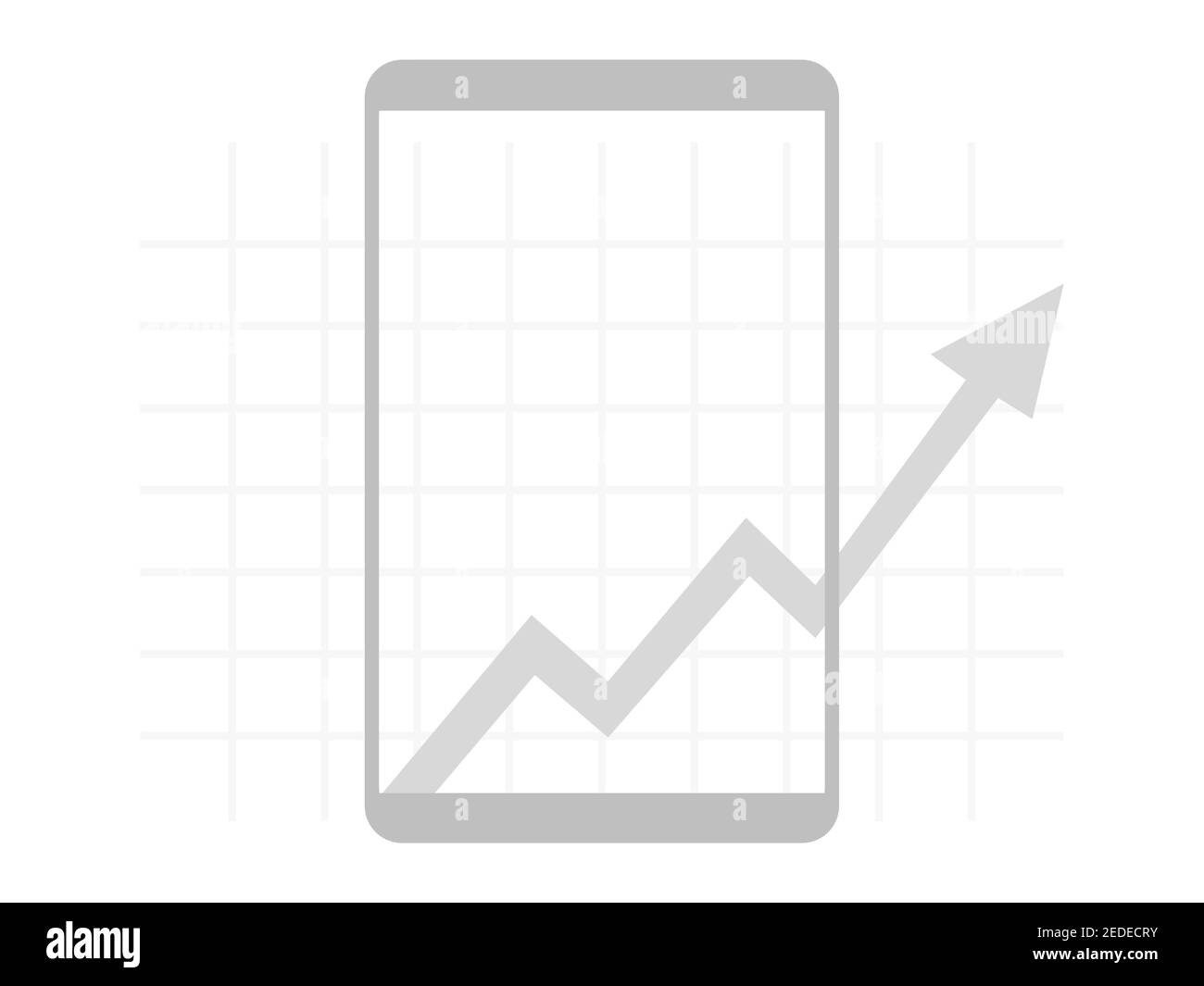 Investimenti aziendali, grafico crescente su schermo vettoriale flat illustrazione. Grafico a linee e freccia in crescita, reddito in aumento, strategia di business di successo, guadagnare denaro. Concetto di analisi finanziaria. Illustrazione Vettoriale