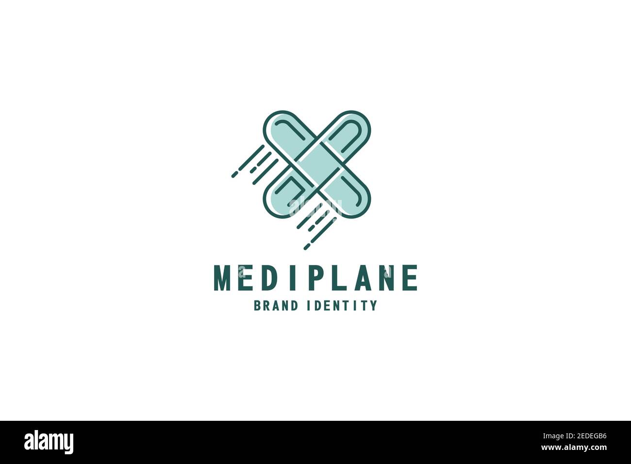 Piano medico più sagomato, un'illustrazione del design del logo sanitario, clinica, icona di pronto soccorso o prodotti dell'industria farmaceutica. Concetto di progettazione in rapido movimento. Illustrazione Vettoriale