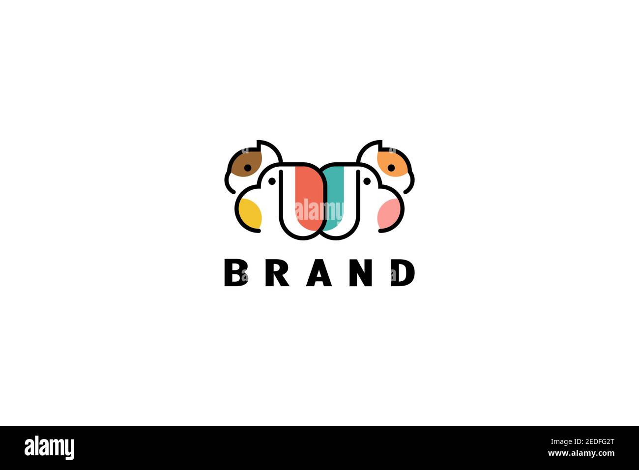 Illustrazione del logo PET. Concetto di design artistico colorato, logo creativo e moderno. Illustrazione Vettoriale